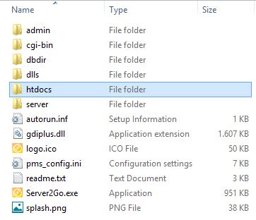 Hasil ekstrak paket Server2Go