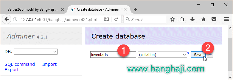 Membuat Database di Adminer