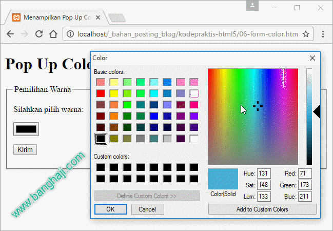 Pop Up Color HTML5