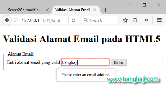 Validasi alamat email di Mozilla Firefox