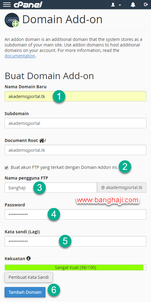 Tambah Add-on Domain
