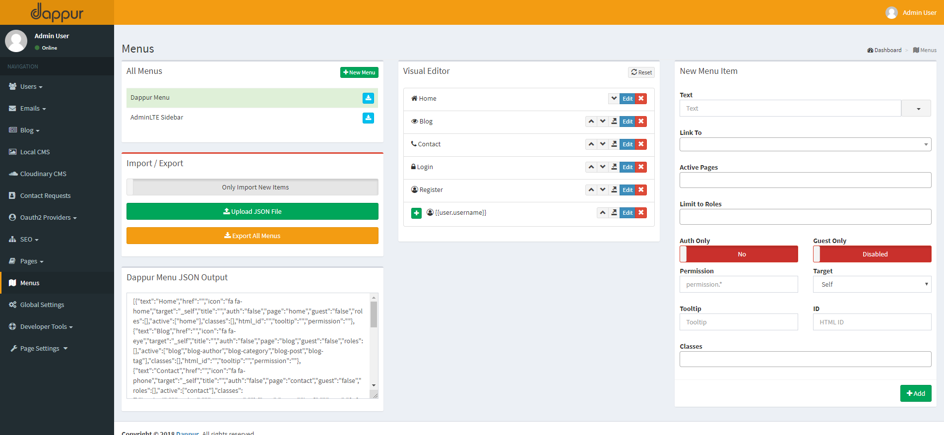 Menu Editor alt text