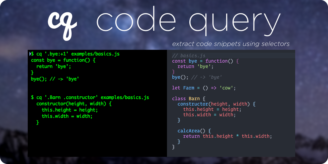 Code Query - extract code snippets using selectors