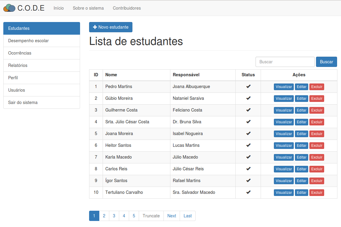 Lista de estudantes