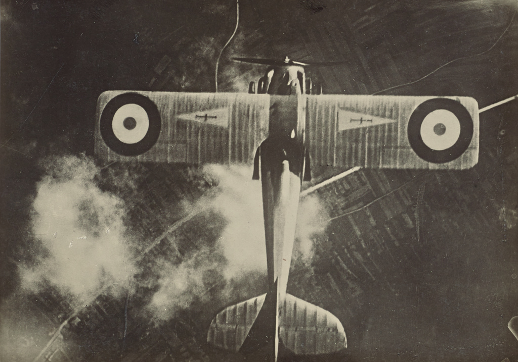 Airplane, viewed from above looking down
